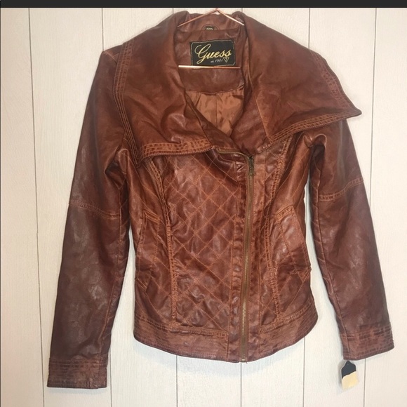 GUESS faux leather motto jacket - Picture 1 of 5